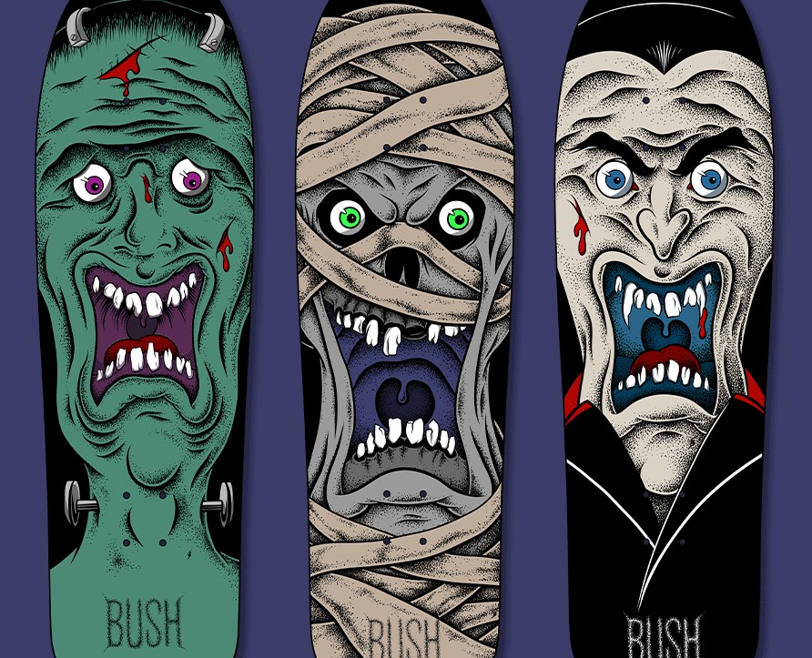 Thumbnail Monster Skateboard Series for BUSH Boards.